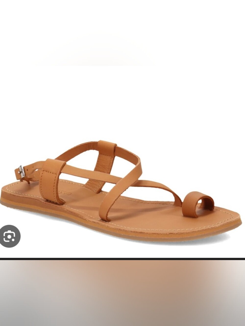 Hari Mari Tan Leather Toe-Ring Flat Sandals 10